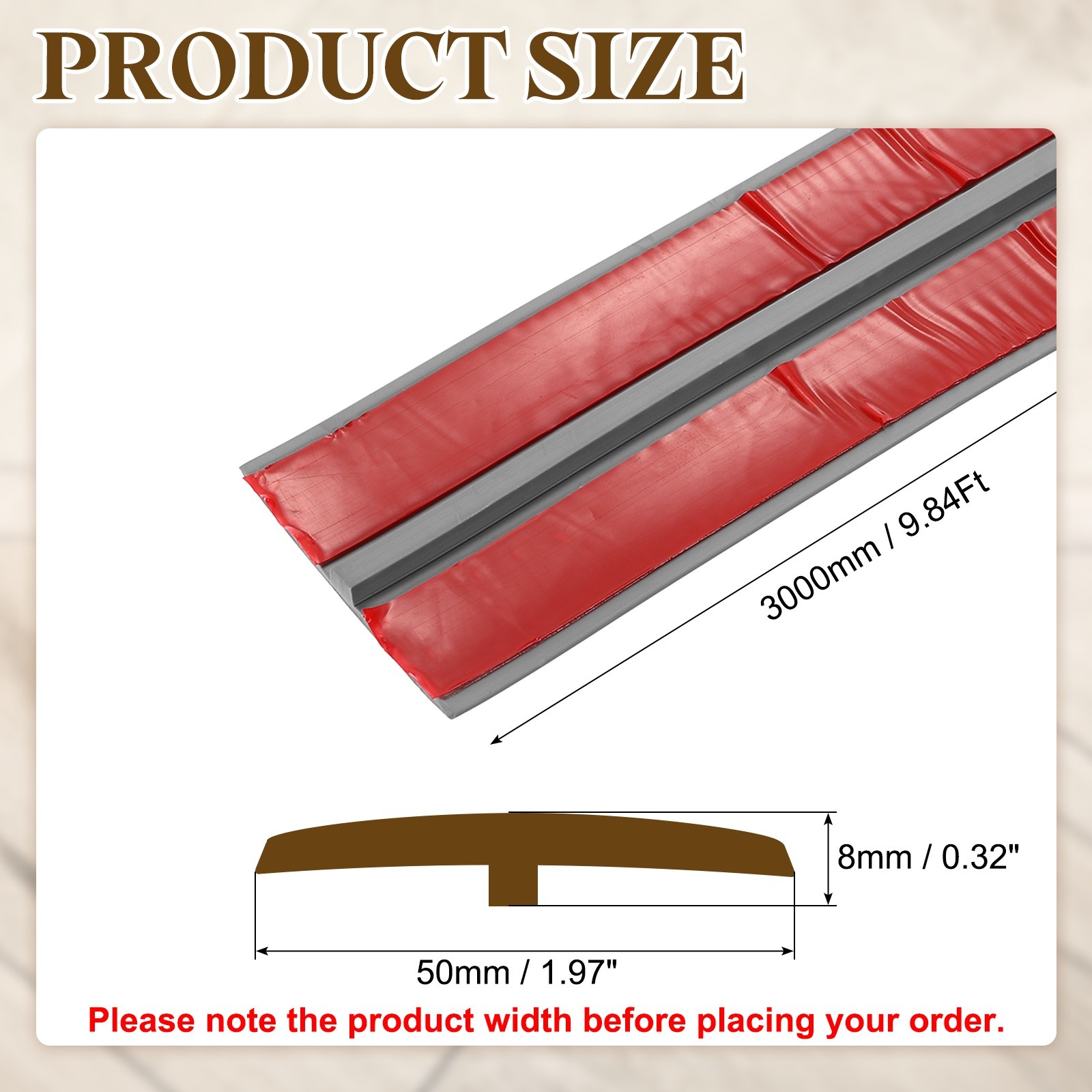 T-Molding Transition Strips 9.84 Ftx1.97″ Vinyl Flooring Edging Trim Gray