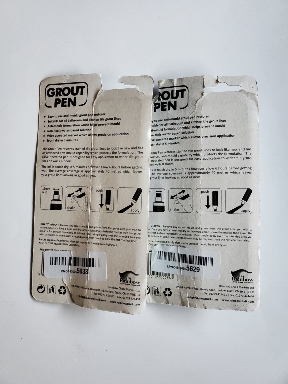 Grout Pen Winter Grey Tile Grout Paint: Wide Tip 15mm Tip (20mL) 2 Pack