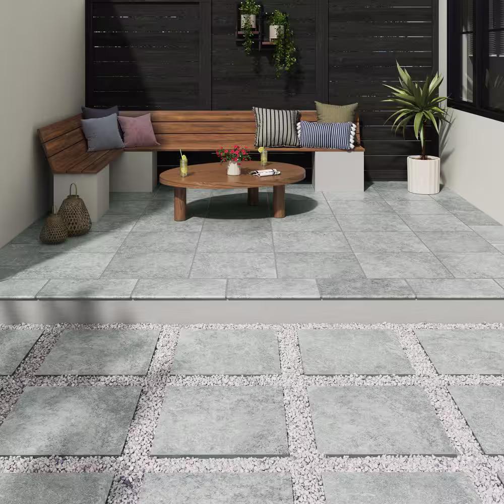 Lunar Silver 2 Cm. X 24 In. X 24 In. Matte Porcelain Stone Look Paver Tile (8 Sq