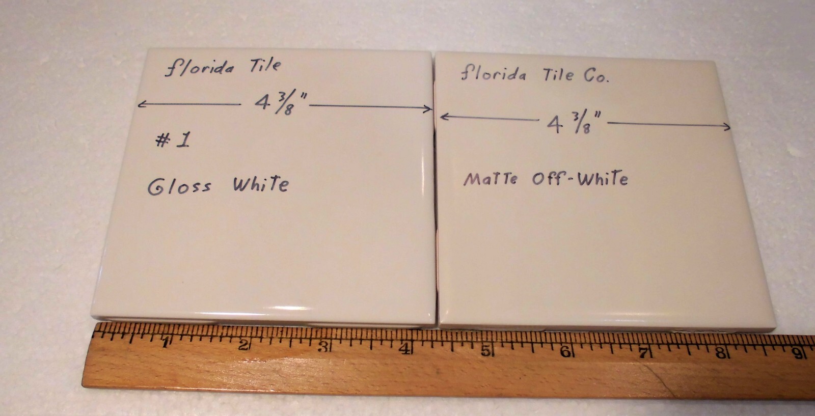 1 pc. Off-White Matte Ceramic Tile: 4-3/8″ by Florida Tile Co. New Old Stock