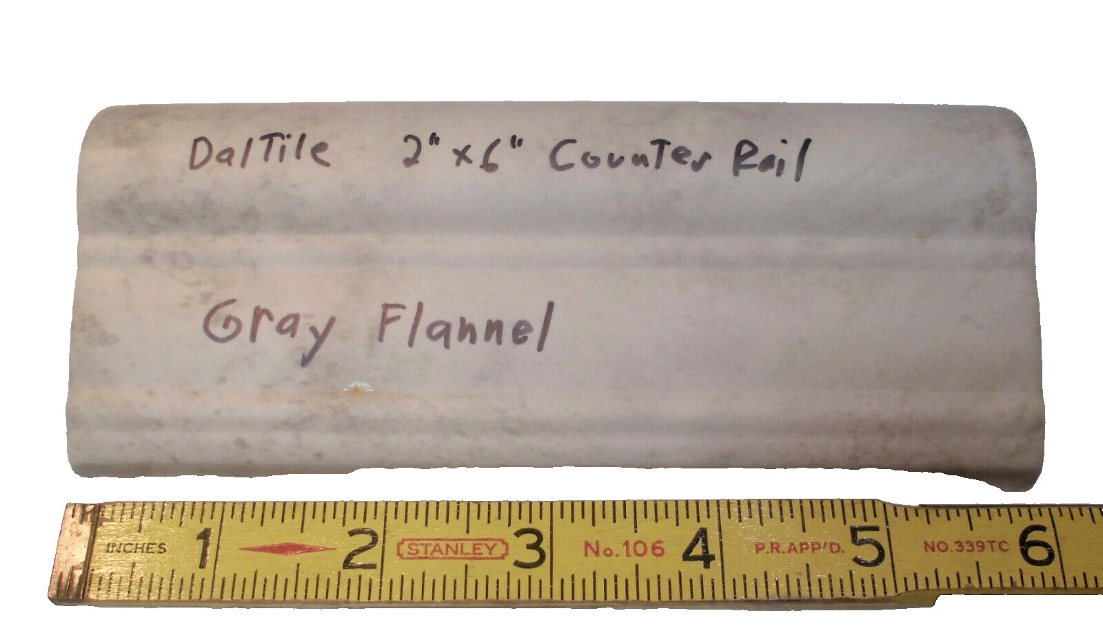 1 pc. Daltile: Light & Darker Grays: V-Cap Ceramic Trim Tile: Countertop-Edging