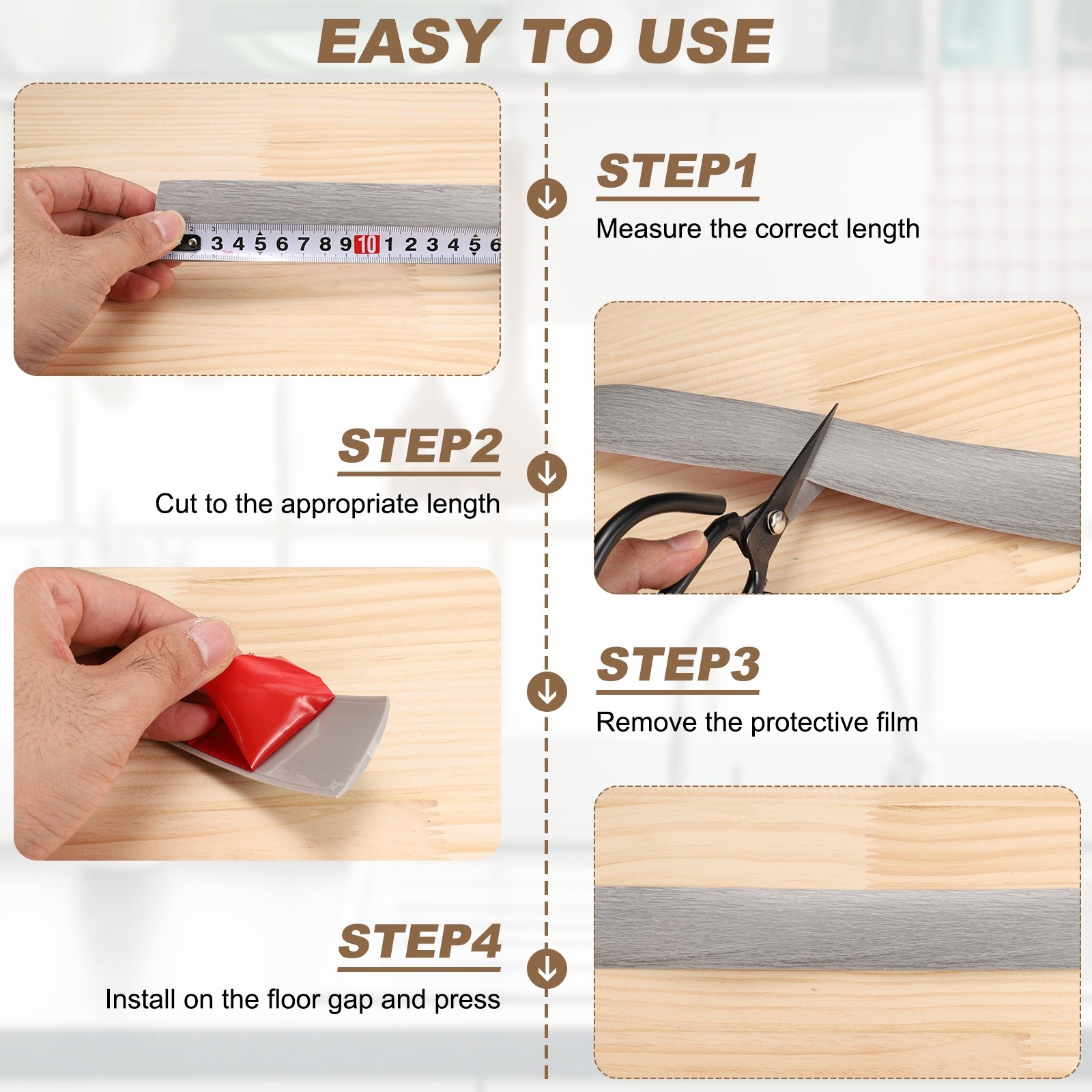 Floor Transition Strips, 3.28 Ftx1.57″ PVC Edging Trim, Dark Gray