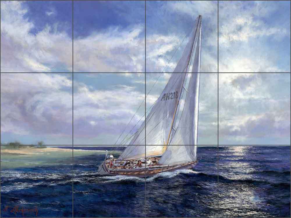 Ceramic Tile Mural Backsplash Mirkovich Sailing Sailboat Nautical Art NMA072
