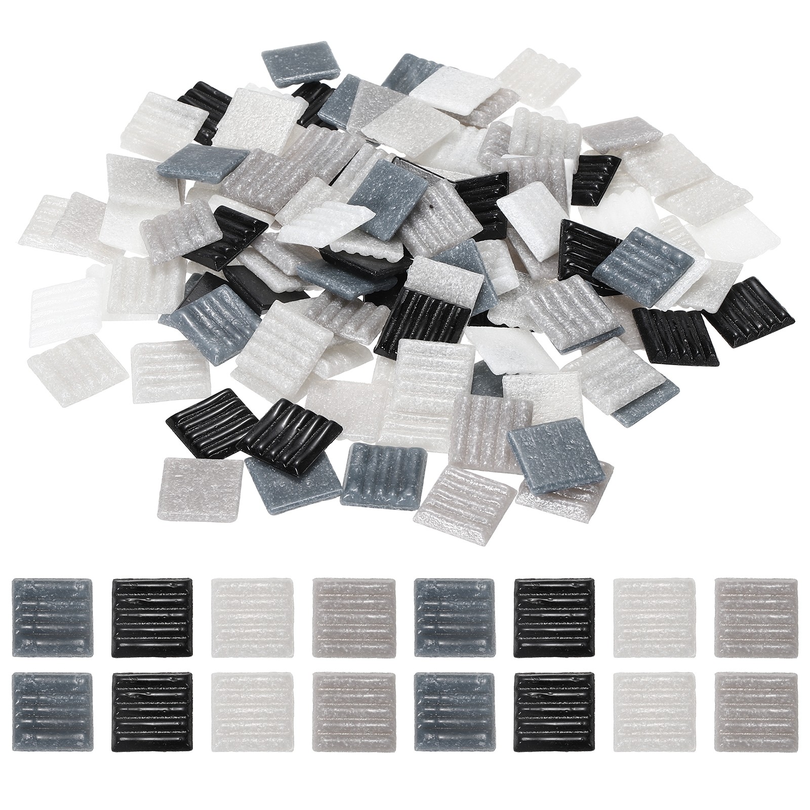 0.44LB Quartz Mosaic Tiles for Crafts Bulk, 3/4″ Square Mosaic, Mix Black/White