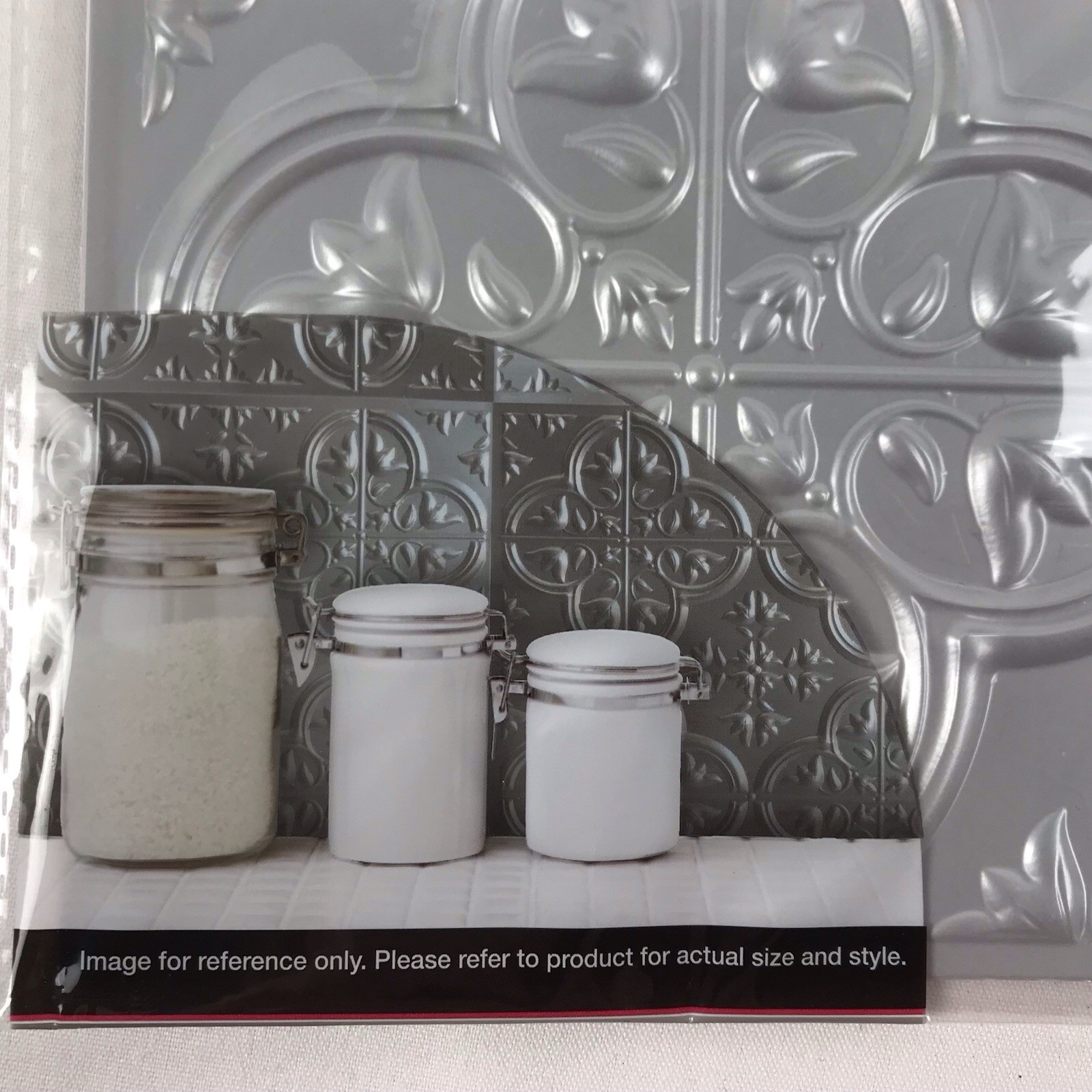 Lot of 3 TOOL BENCH HARDWARE 12”x 12” Self-Adhesive Gray Faux Tin Wall Tiles
