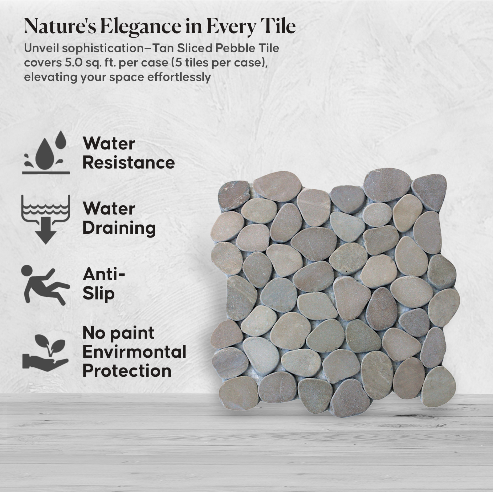 Tan Sliced Pebble Mosaic Wall & Floor Tile ($10.27/SqFt)