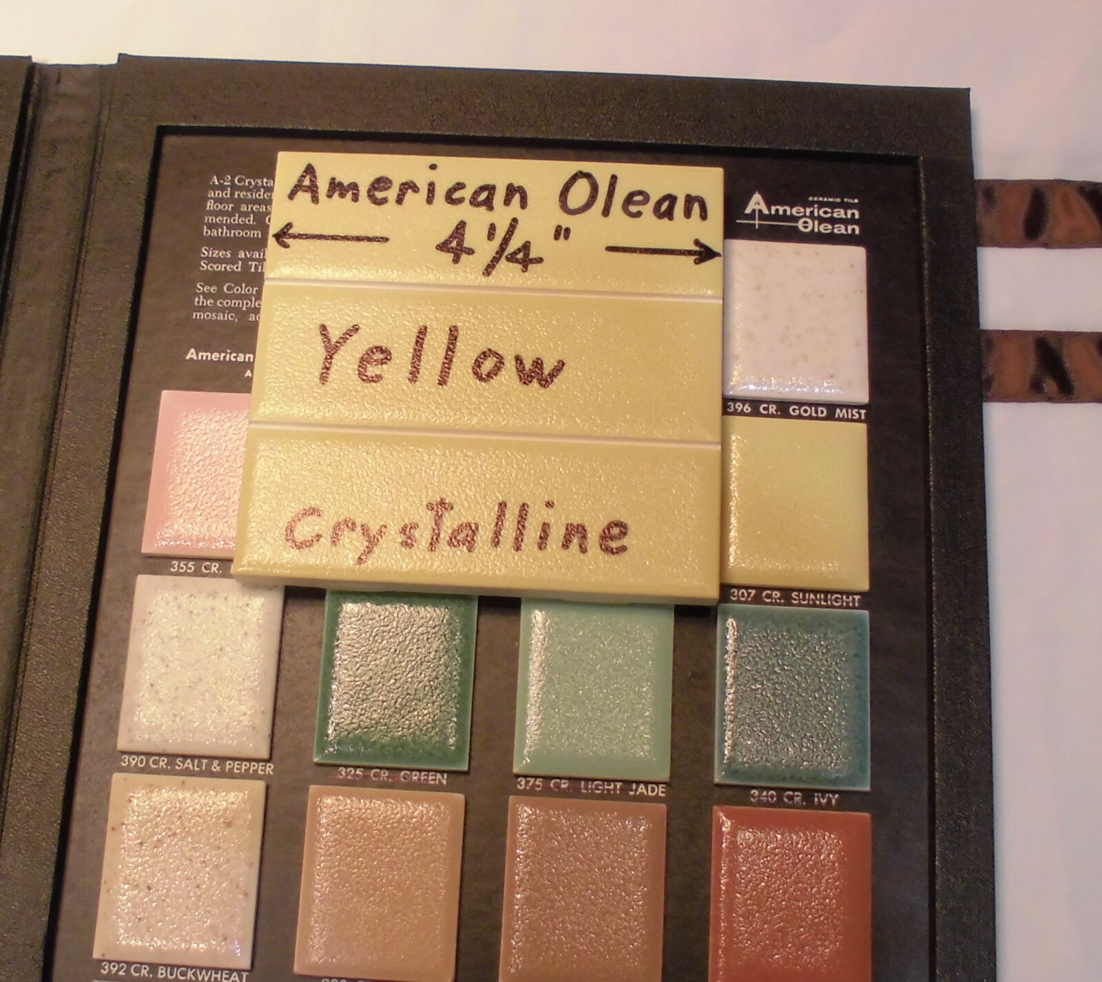 2 Ceramic Tiles *Yellow* Scored 3rd; Crystalline by American Olean 4-1/4″ NOS