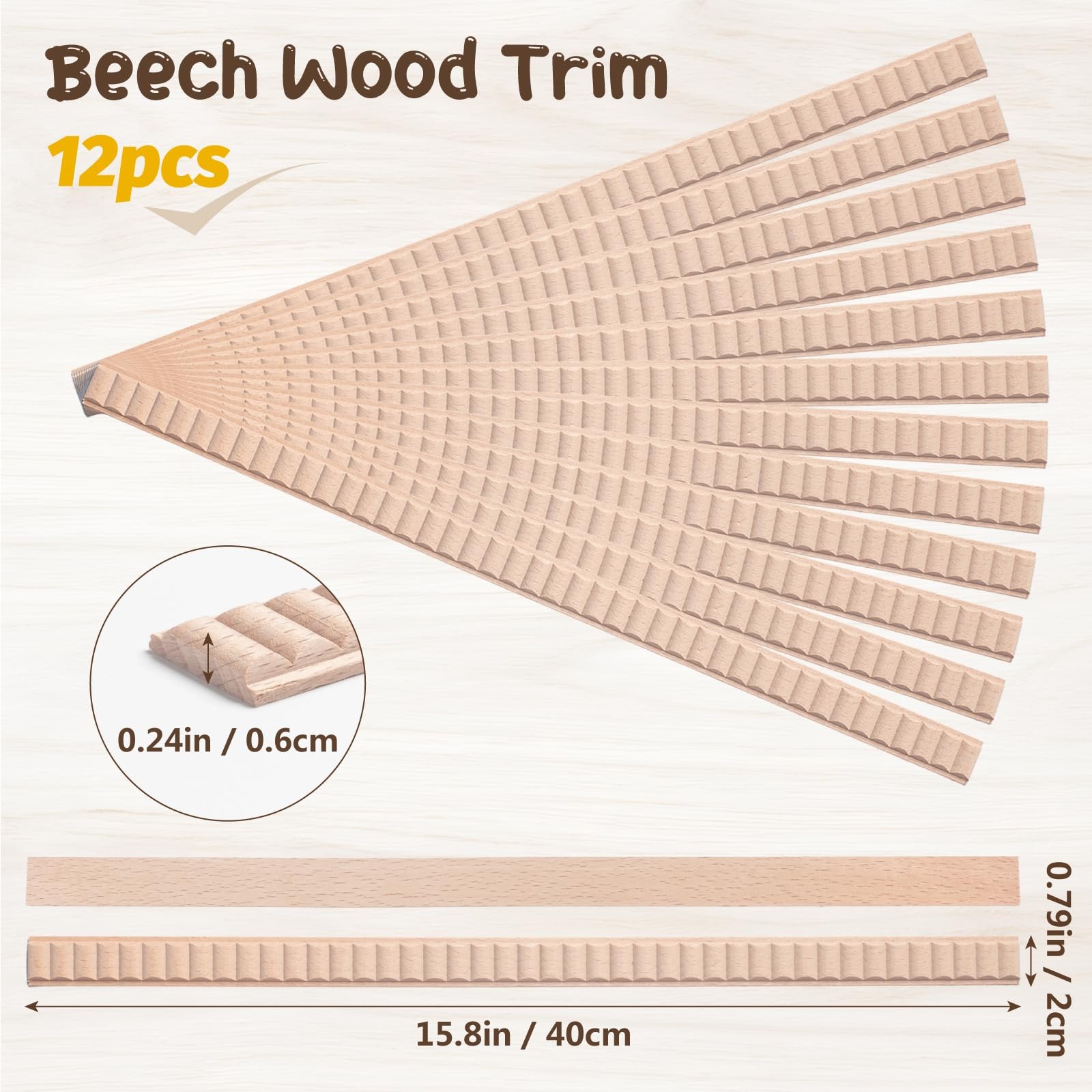 Wood Trim Molding Decorative, Wavy Wood Moldings & Trims, 12 PCS 15.8 inch Lo…