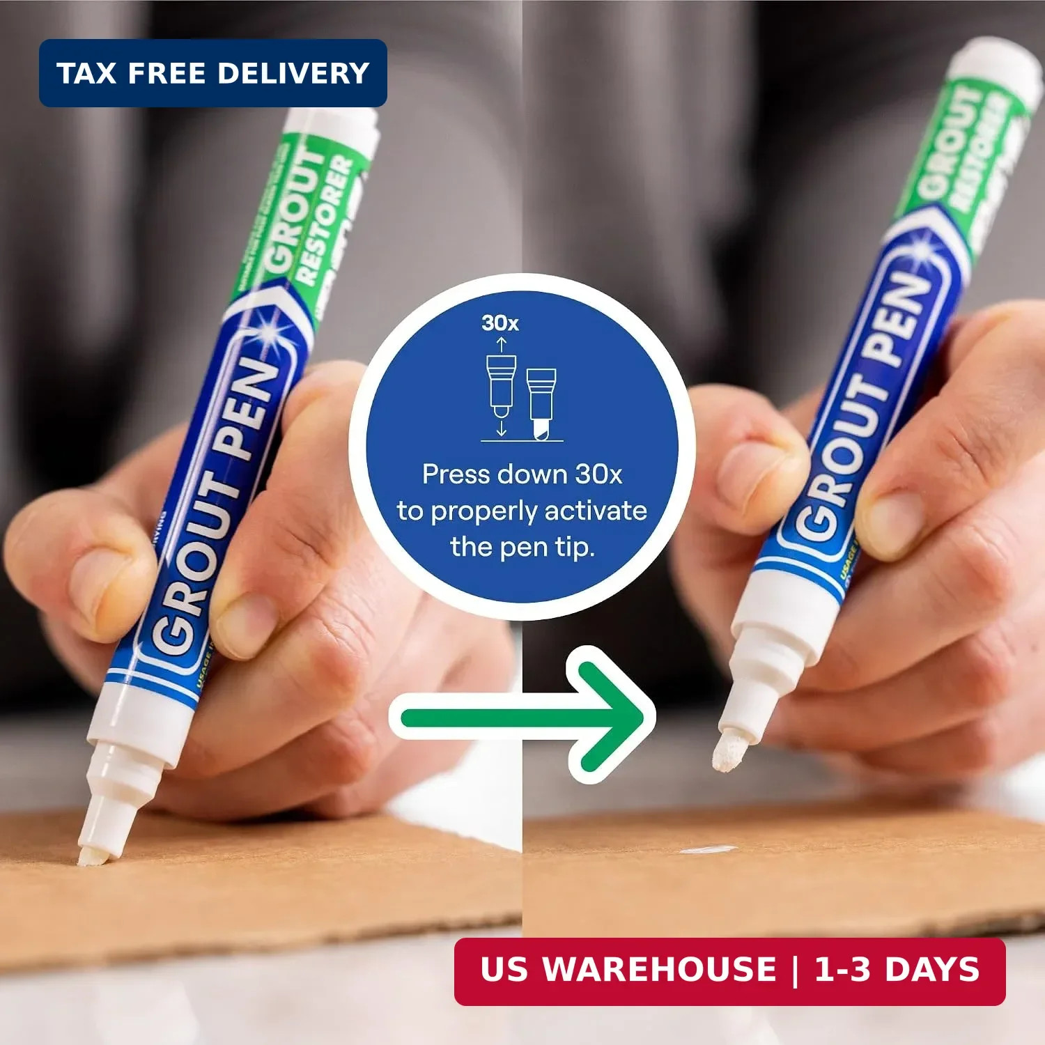 Grout Pen White Tile Grout Paint Marker – Narrow 5mm Tip (7mL) – 3 Pack | Waterp