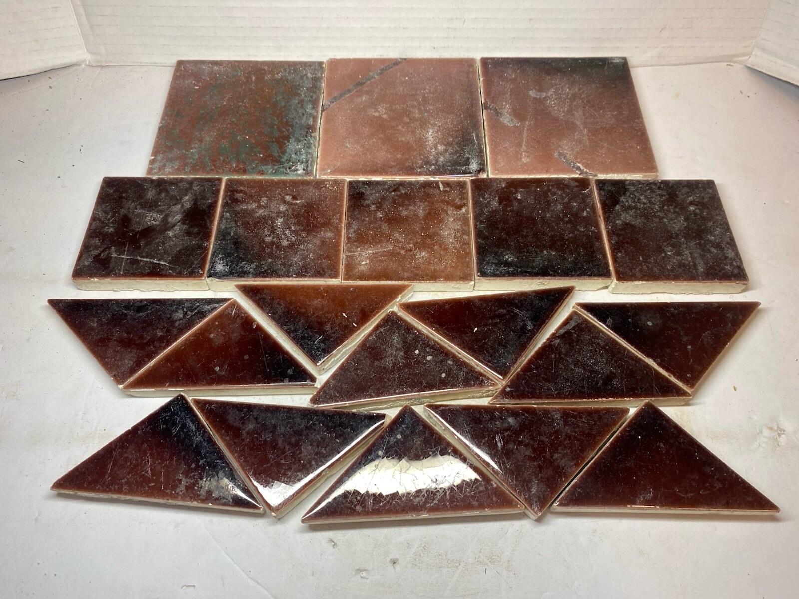 Vintage Lot Of 20 Reclaimed Salvage Wall Tiles Various Sizes And Conditions