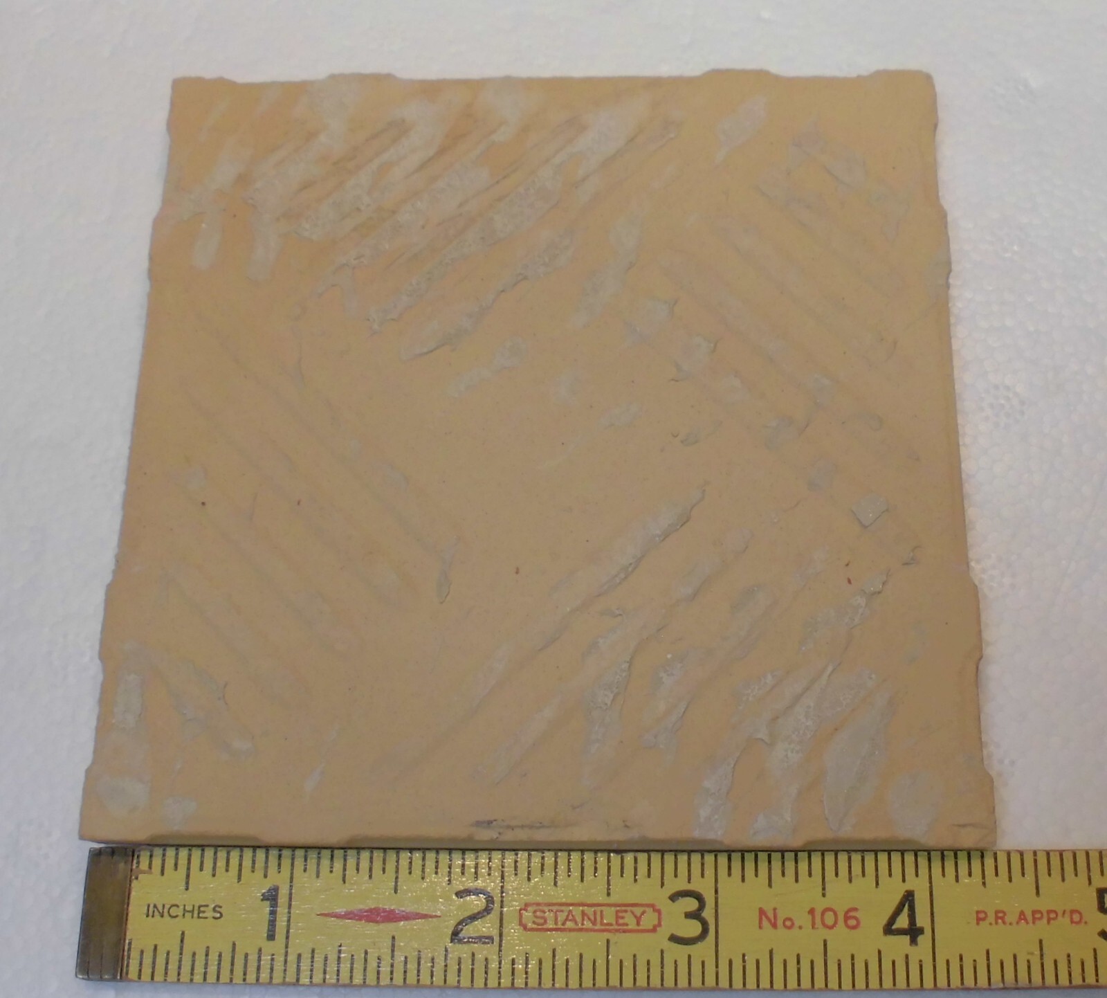 1 pc. Coral Pink #730 by Romany Tile Co. 4-1/4″ Glossy Ceramic from 1940’s Used