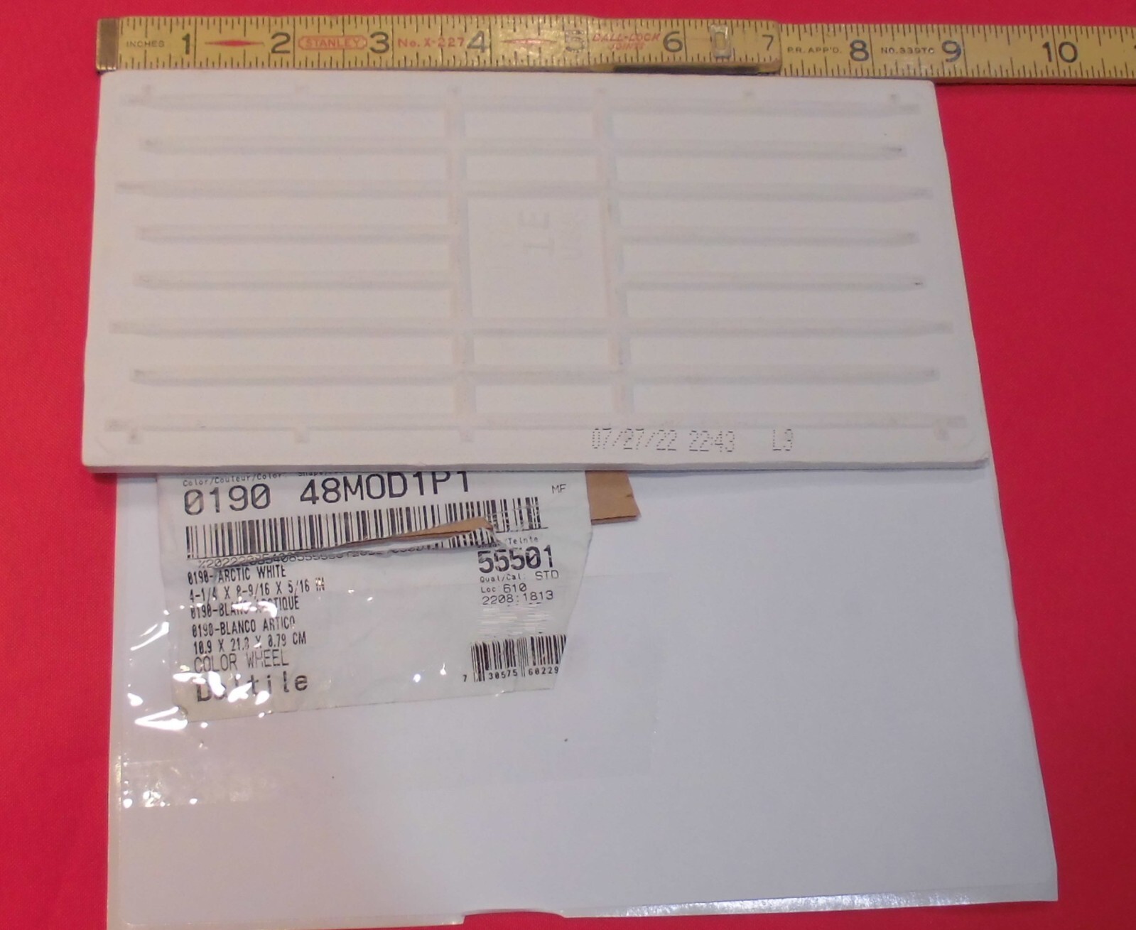 1 pc. Arctic White: 4-1/4″ X 8-9/16″ Glossy Ceramic Tiles by Daltile #190, NEW