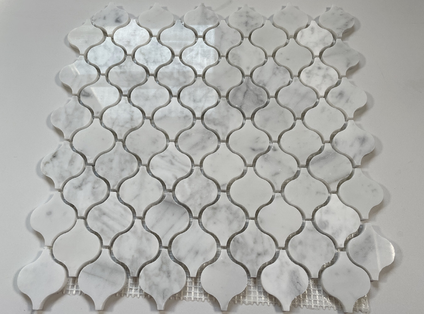 C891XP Carrara Venato Marble Arabesque Baroque Lantern Mosaic Tile Polished