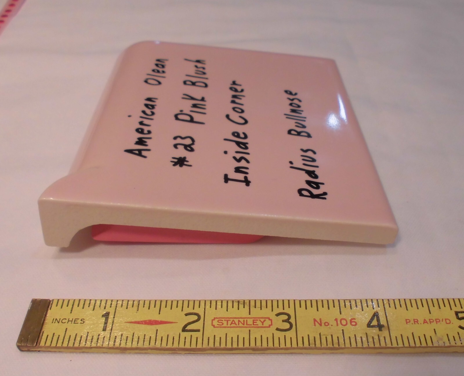 Pink Blush: Radius Bullnose Inside Ceramic Tile 4-1/4″ American Olean, AKR-4402
