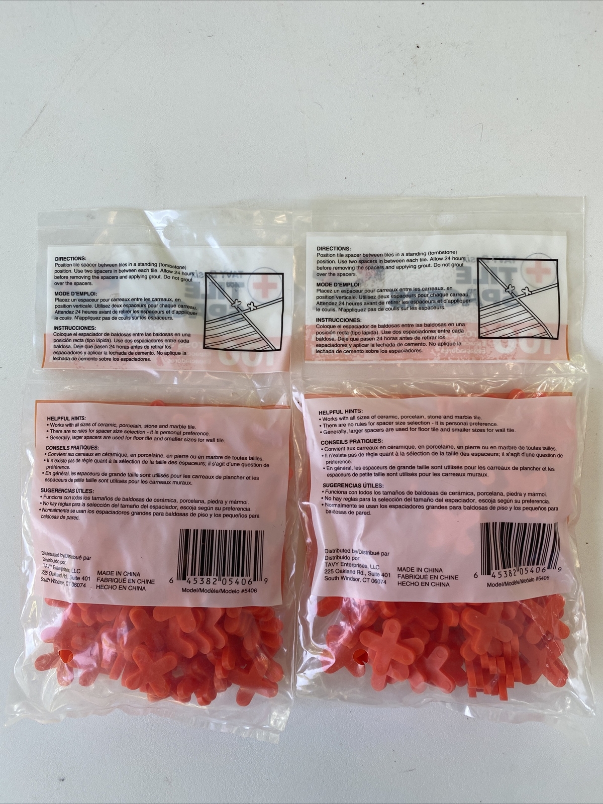 Tavy Basix Cross Spacers Tile 1/4in 6mm 200 Pcs Two Pack New Sealed