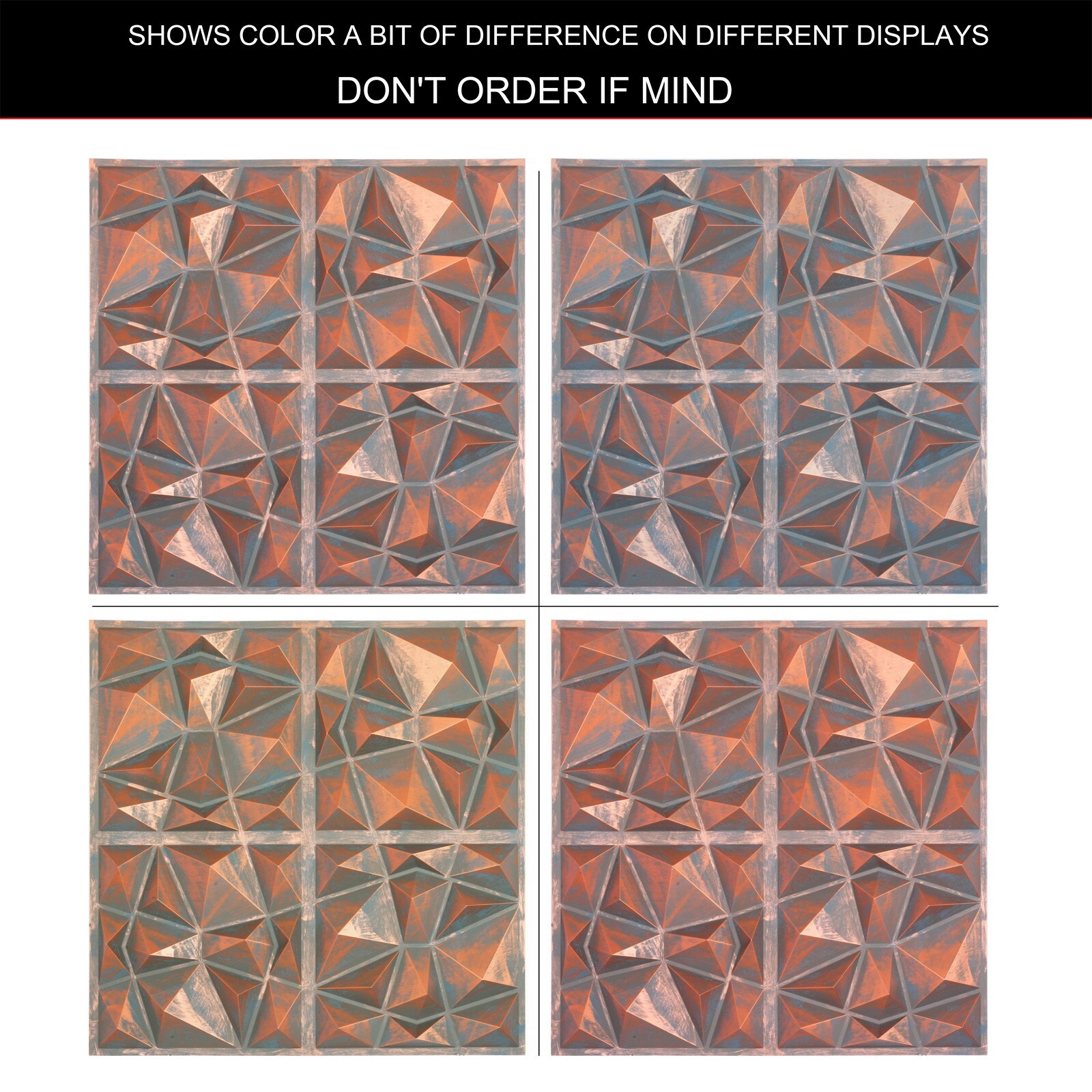 Vintage Embossed Ceiling Tile 3D Panel PLM101 Rustic copper 10pcs