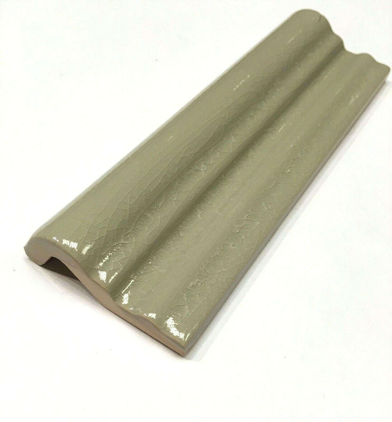 2×6 Silver Crackled Gray Crackled Ceramic Trim Molding Tile Floor Accent Bath