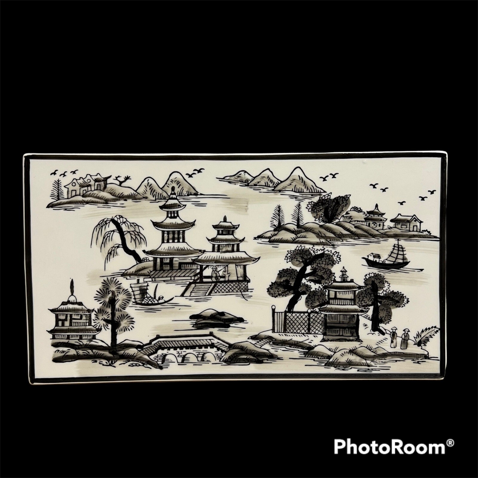 Asian Pagoda Art Wall Decoration Rectangle Tile 11.5” x 6.5”