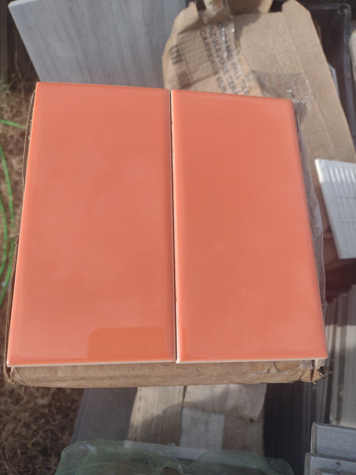 8 Tiles (1 ft²) – Glossy Orange Burst 3×6 Ceramic Subway Tile..Vintage/Retro