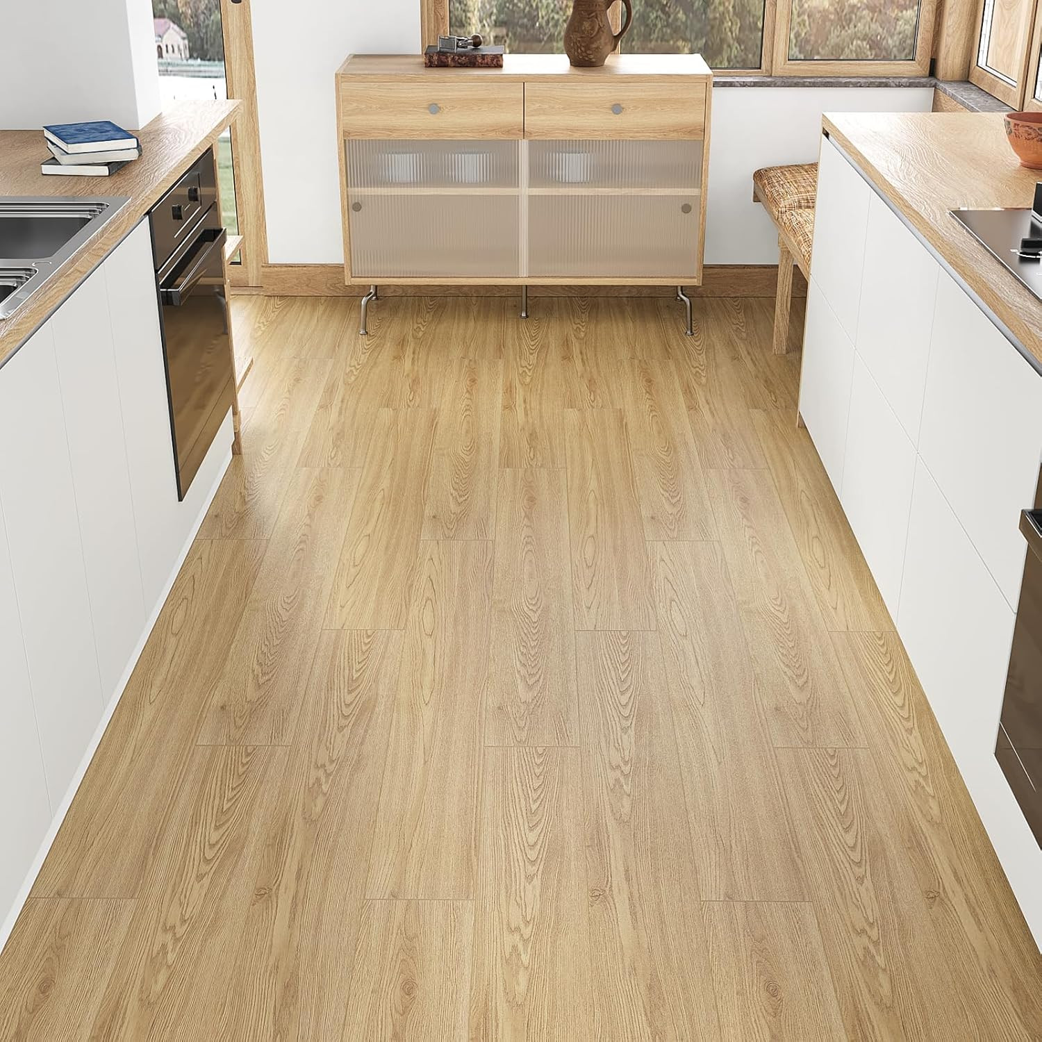 Natural Brown Peel & Stick Vinyl Plank Flooring – 32 Pack, 47 Sq.Ft.