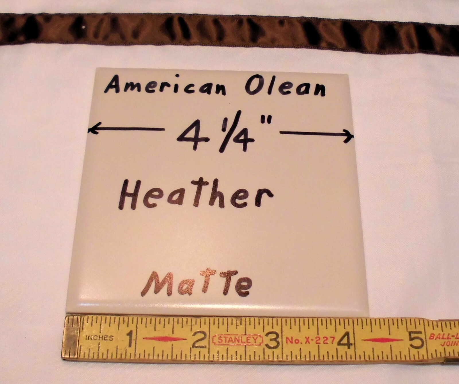 1 pc. Vintage Matte Ceramic Tile *Heather* American Olean Co. 4-1/4″ Pinkest?