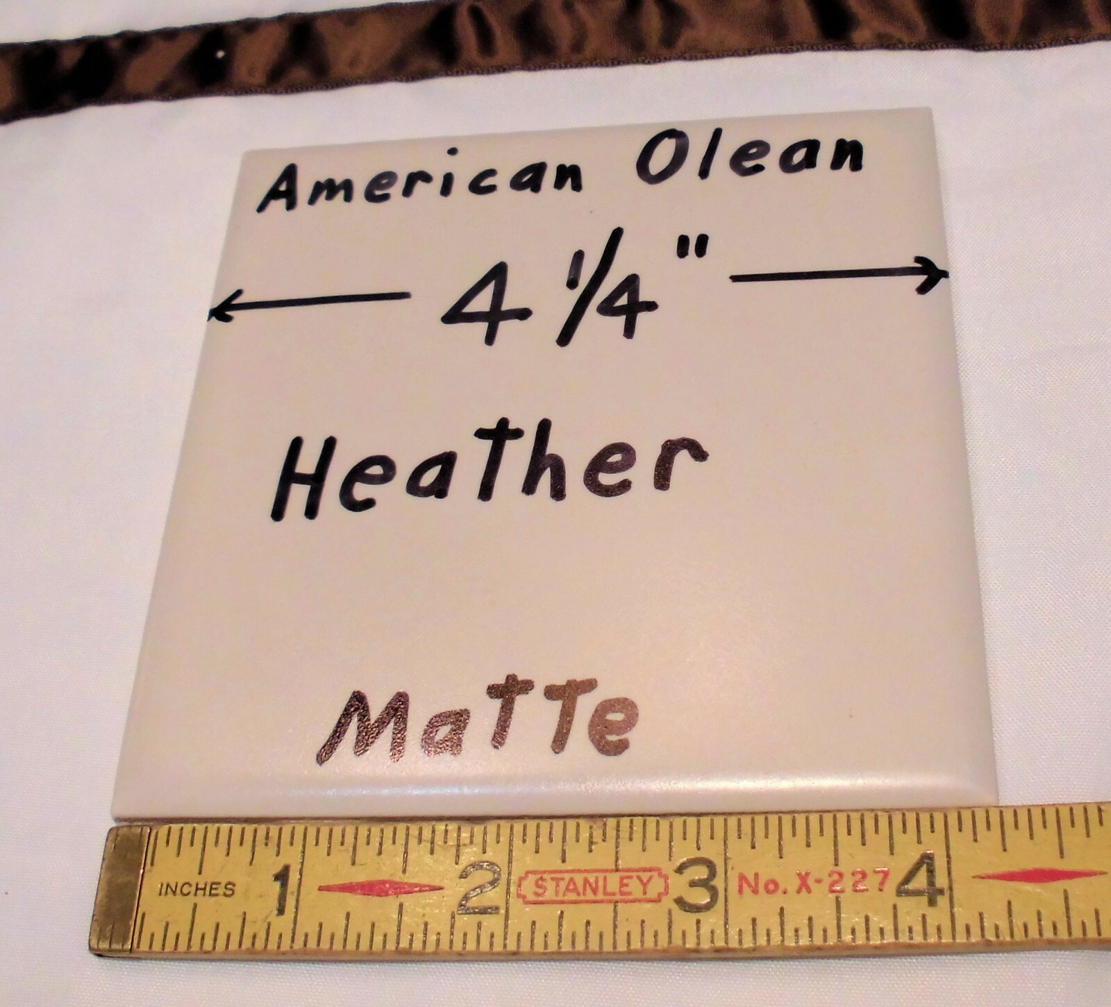 1 pc. Vintage Matte Ceramic Tile *Heather* American Olean Co. 4-1/4″ Pinkest?