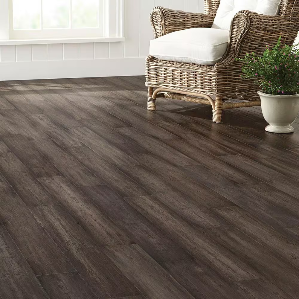 Tacoma 3/8 In. T X 5.2 In. W Hand Scraped Strand Woven Solid Bamboo Flooring (26