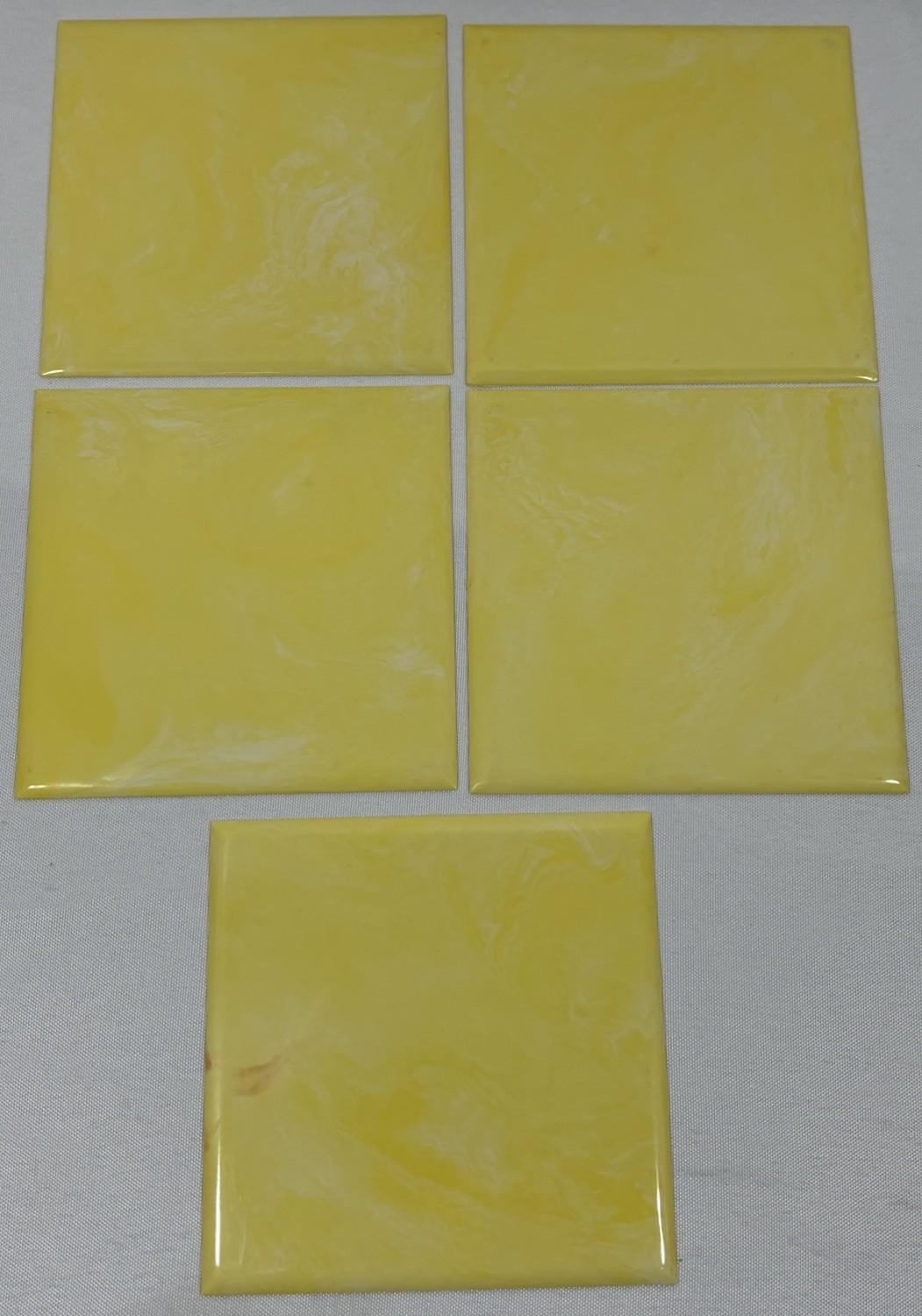 5 Vintage Yellow Marble Plastic Polystyrene Wall Tiles 4.25″x4.25″