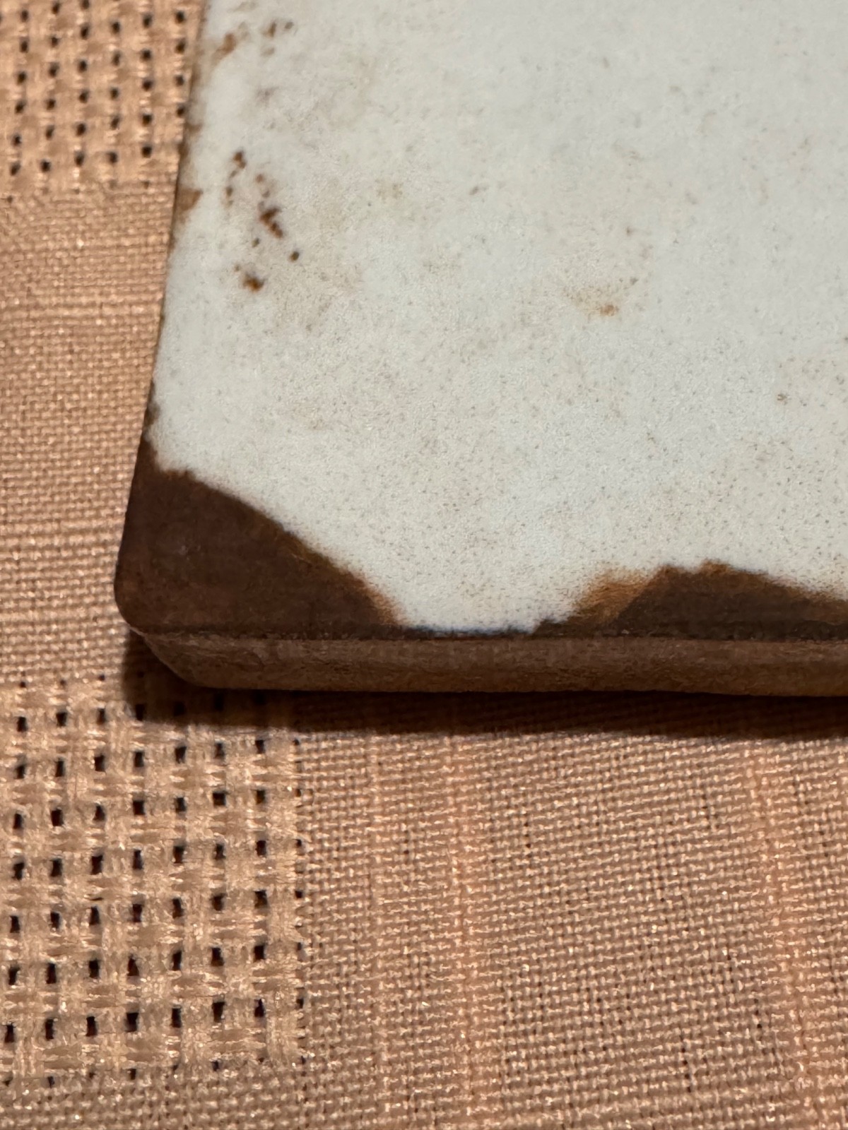 Vintage Flint Faience 3×6 Tiles Mottled White/Tan Architectural Salvage Art Deco