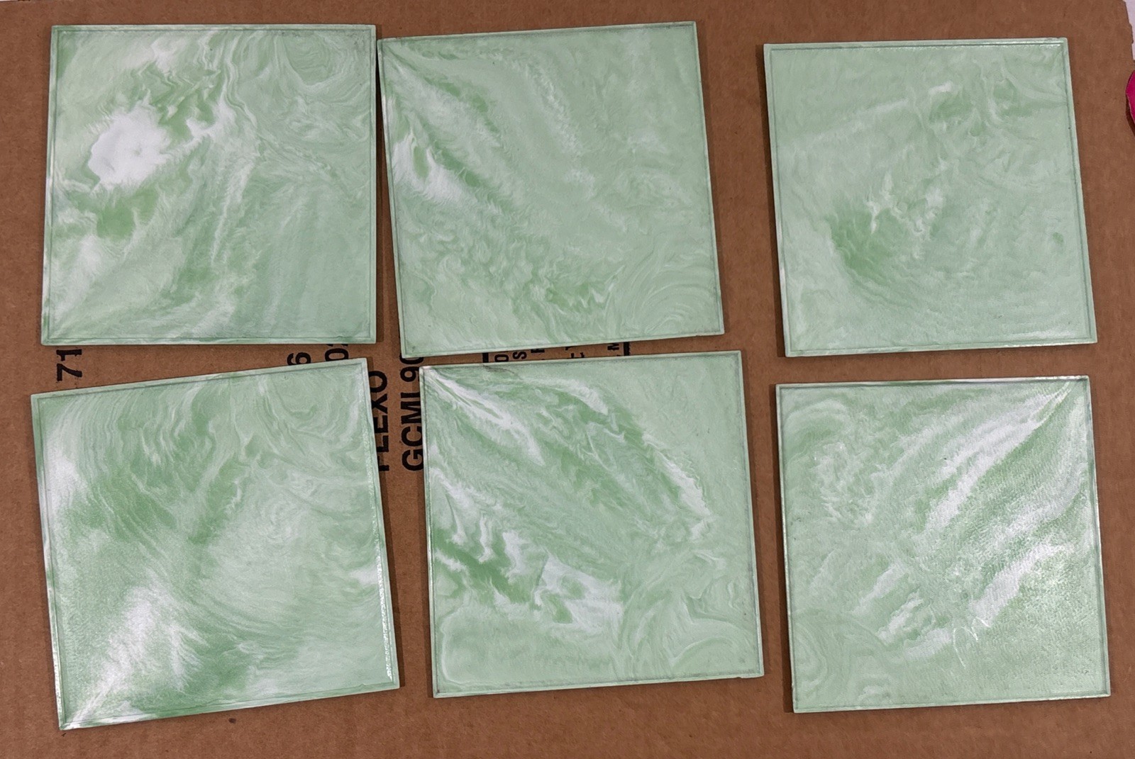 5 Vintage Mint Green Marble Plastic Polystyrene Wall Tiles 4.25×4.25 Beveled #C