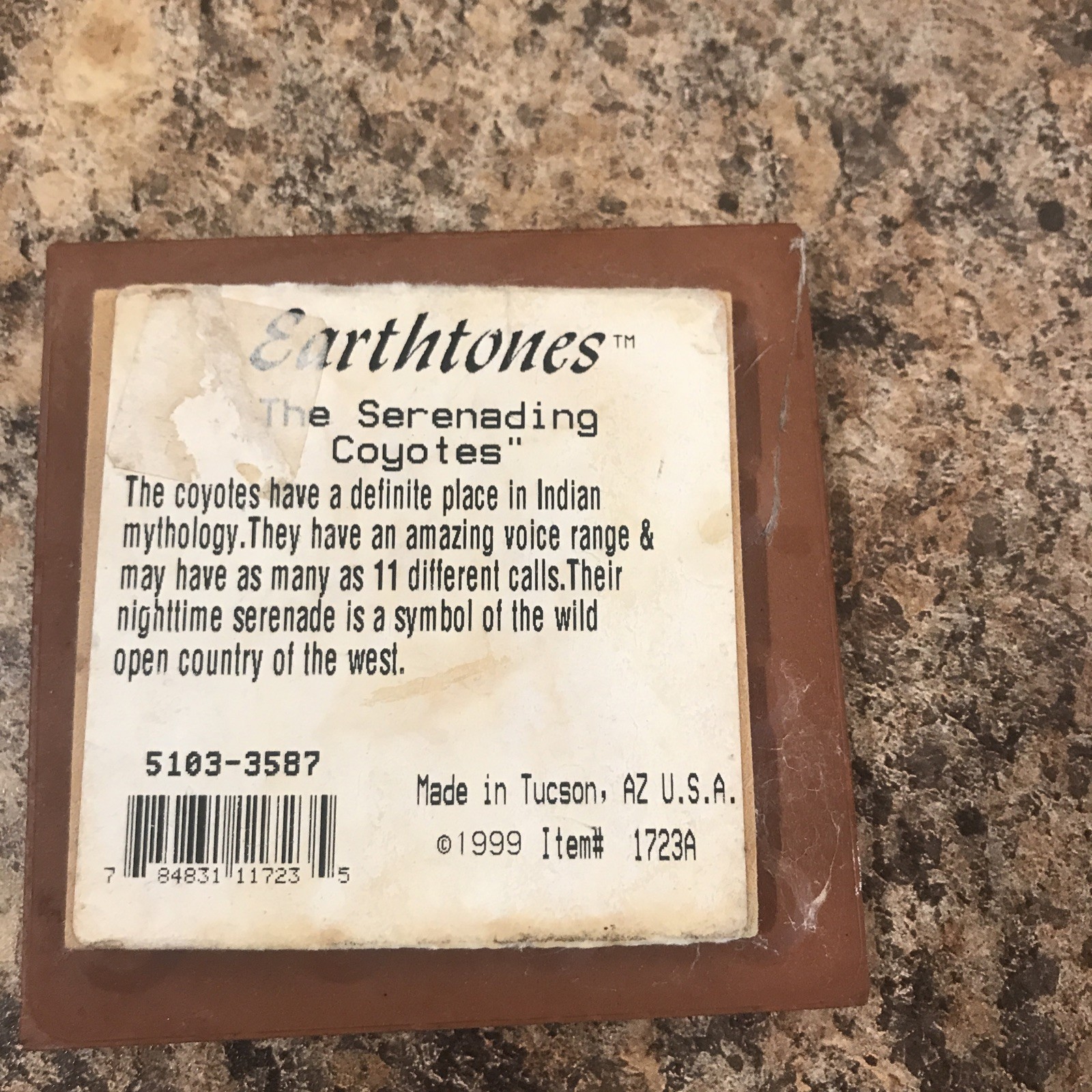 Vintage 1999 Earthtones the Serenading Coyotes Ceramic Terra Cotta 4″ x 4″ Tile