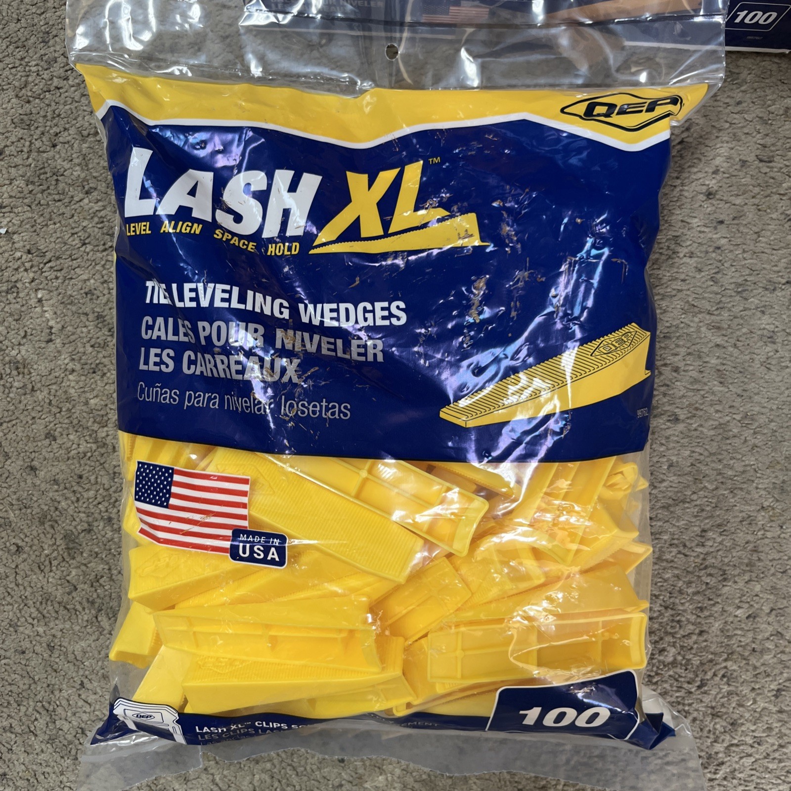 QEP LASH XL Yellow .54 in. W Plastic Wedges Tile Leveling System (8BAG of 100pk)