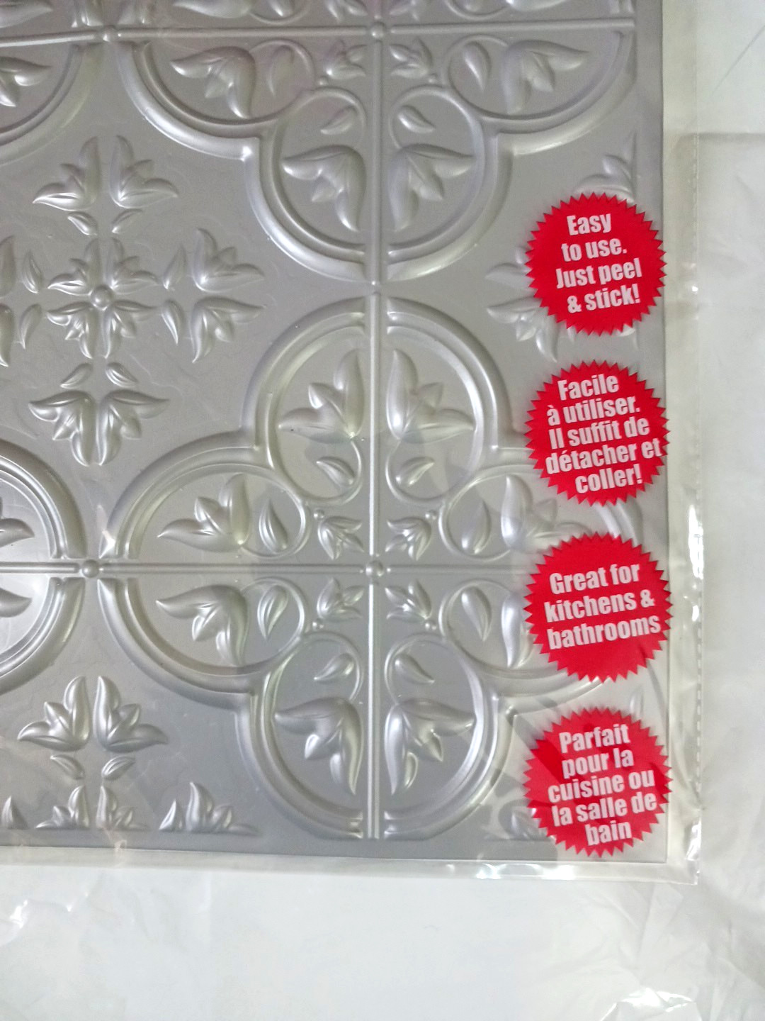 Wall Tiles lot of 10 silver gray geometric pattern back splash square 12″ x 12″