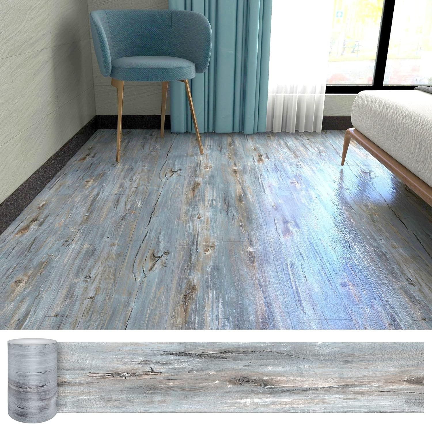 Peel and Stick Wood Vinyl Flooring, 108 Sq.Ft Coverage