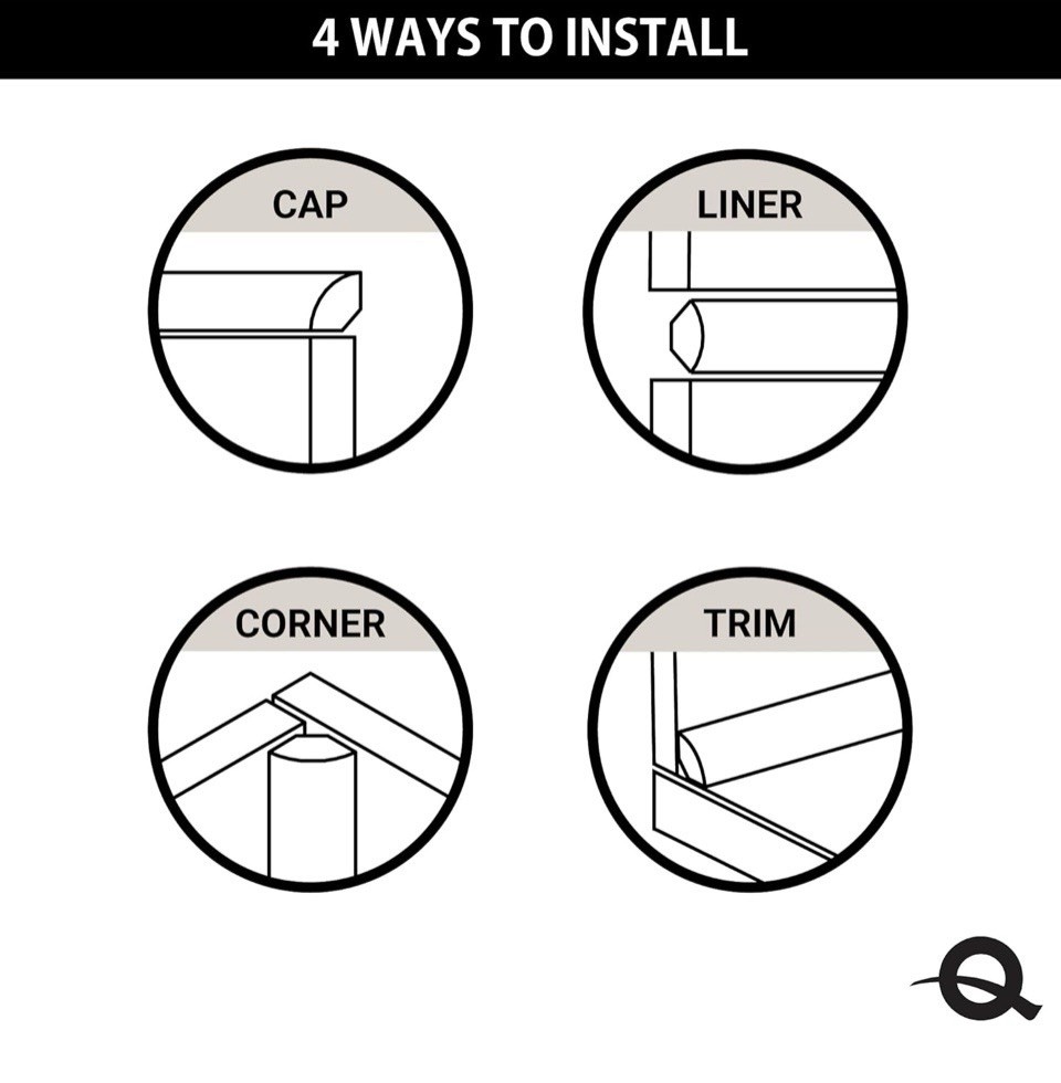 Questech 12-Pack Sand Matte Quarter Round Tile Trim 1/2″ x 12″ Corner Jolly Edge