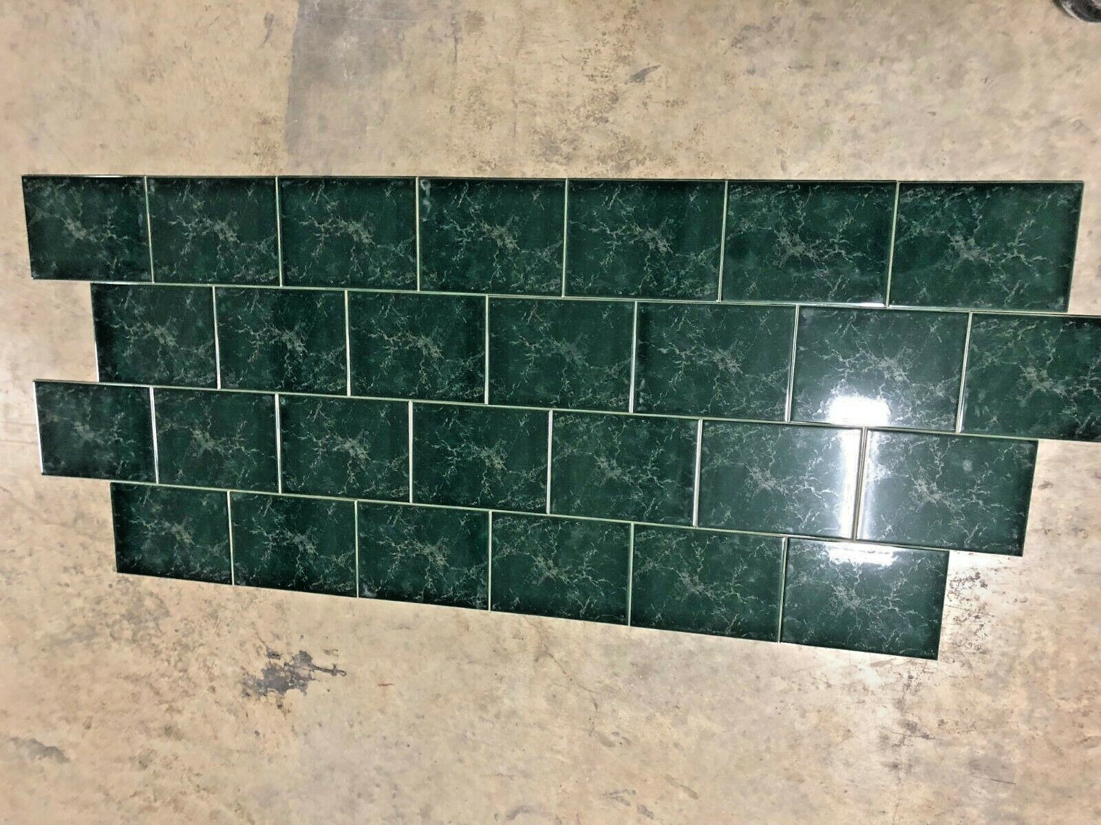 Pine Ceramic Tile Green 6×8* Brite Bath Remodel Marbleized Wall (45 SQ FT)