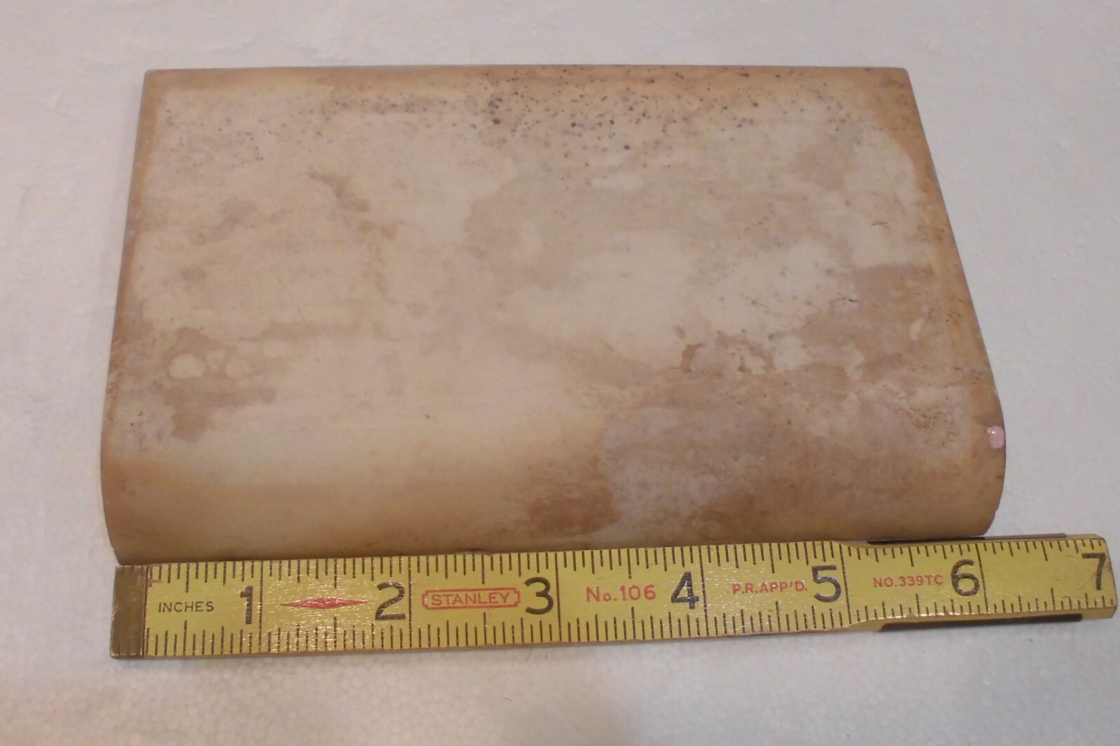 1 pc. Shell Pink: 4” X 6” Glossy Ceramic Cove Base Tile by Mid-State: Flat Top