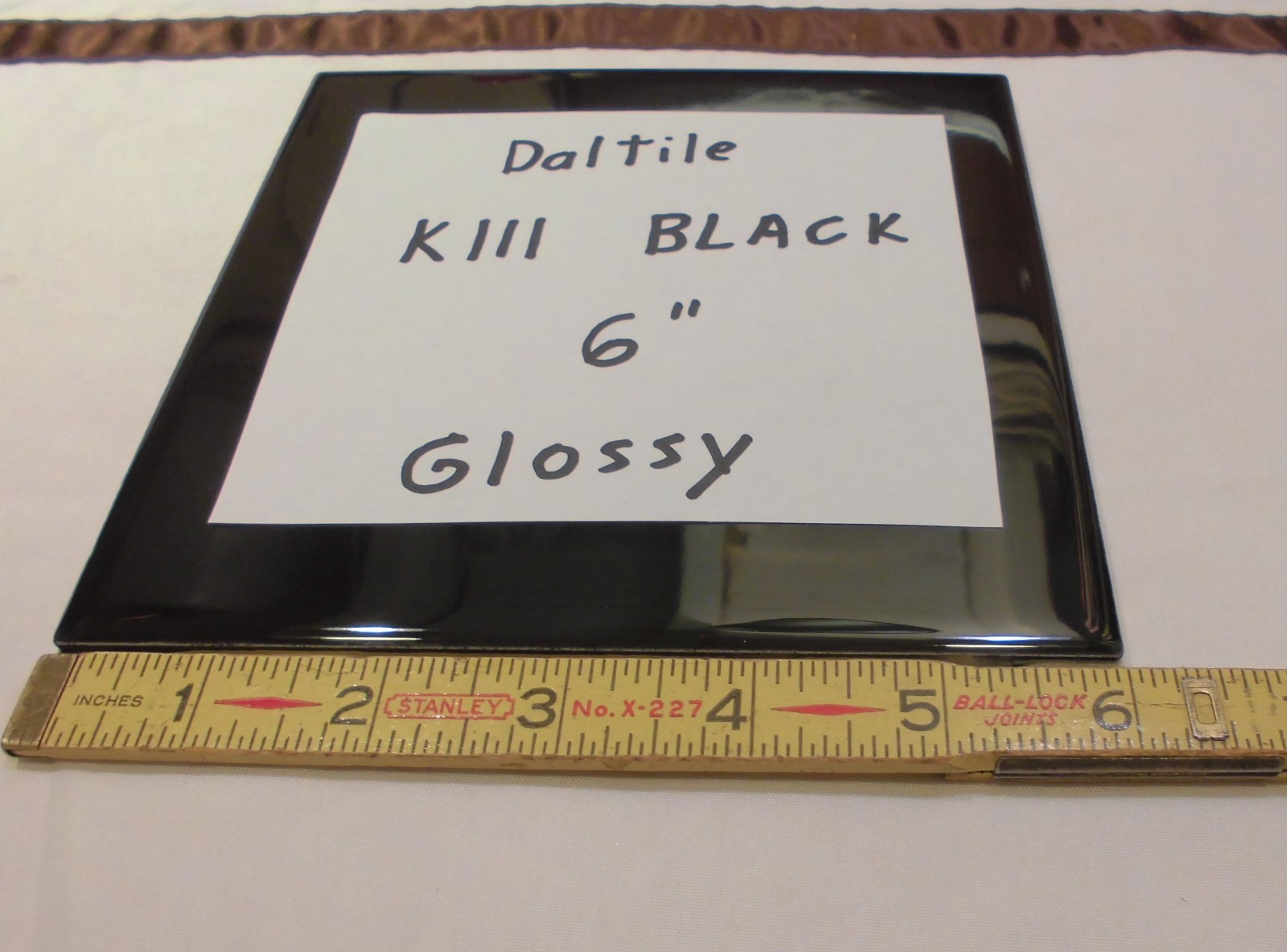 2 pcs. Glossy Ceramic Tiles *Kohler Black – #K111 Black* 6″ X 6″ by Daltile; NEW
