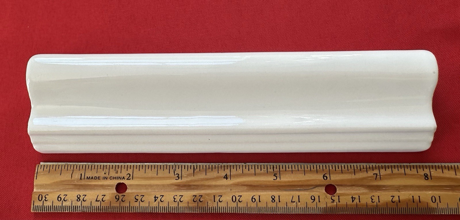 1 pc. Gloss White: Ceramic / Porcelain Chair Rail Tile: 2″ X 8-1/16″ Reclaimed