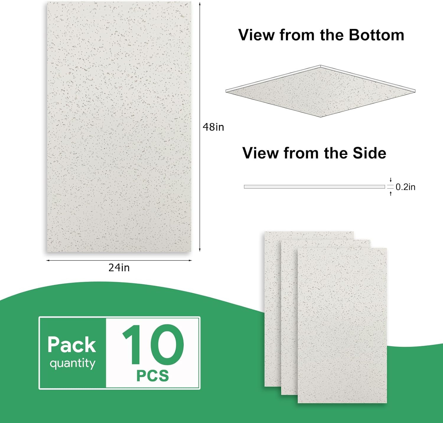 Waterproof 2×4 Ft PVC Ceiling Tiles – Fire-Rated, Washable, Pack of 10