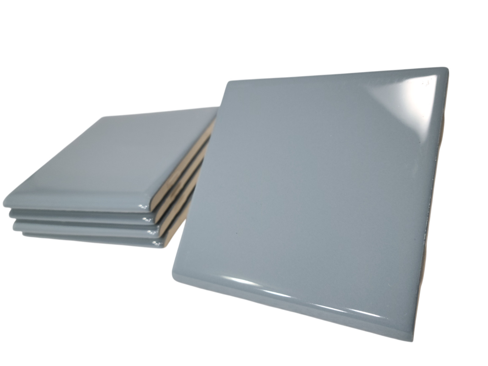 Blue Ceramic Tile 4.25 inch Bullnose Trim Edge Vintage Subway Square Color 0169