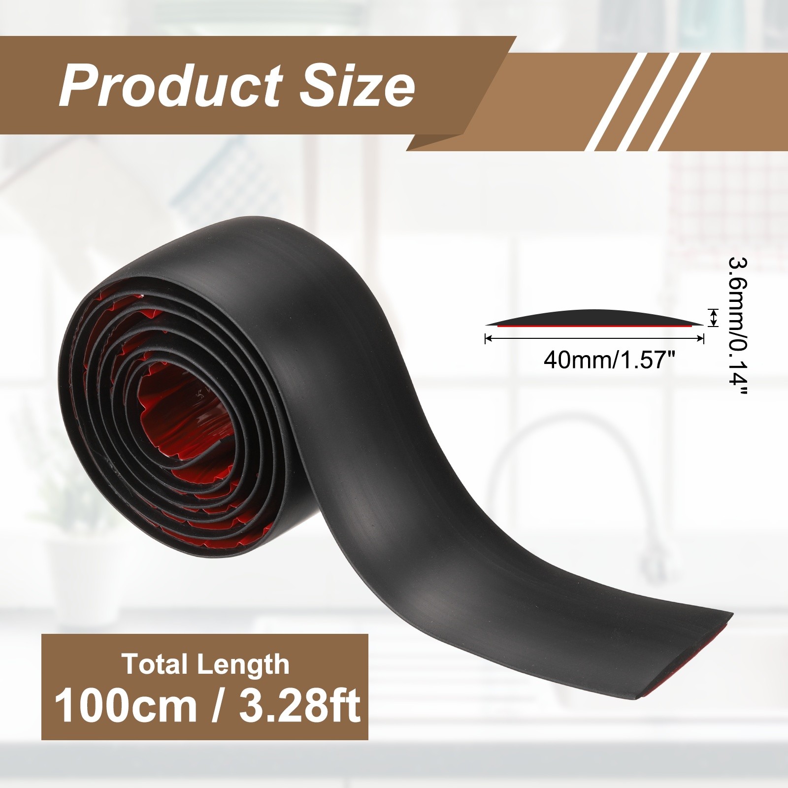 Floor Transition Strips, 3.28 Ftx1.57″ PVC Edging Trim, Black