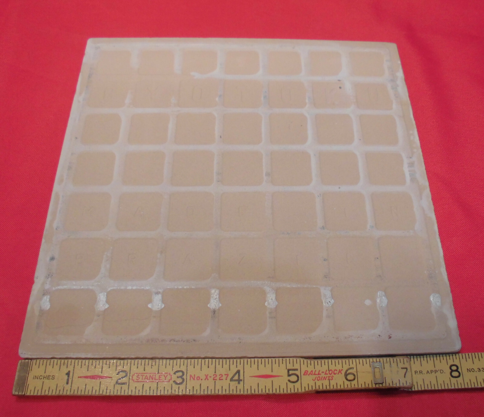 1 pc. White Ceramic Floor Tile: 8″ X 8″ very light textured, New Old Stock