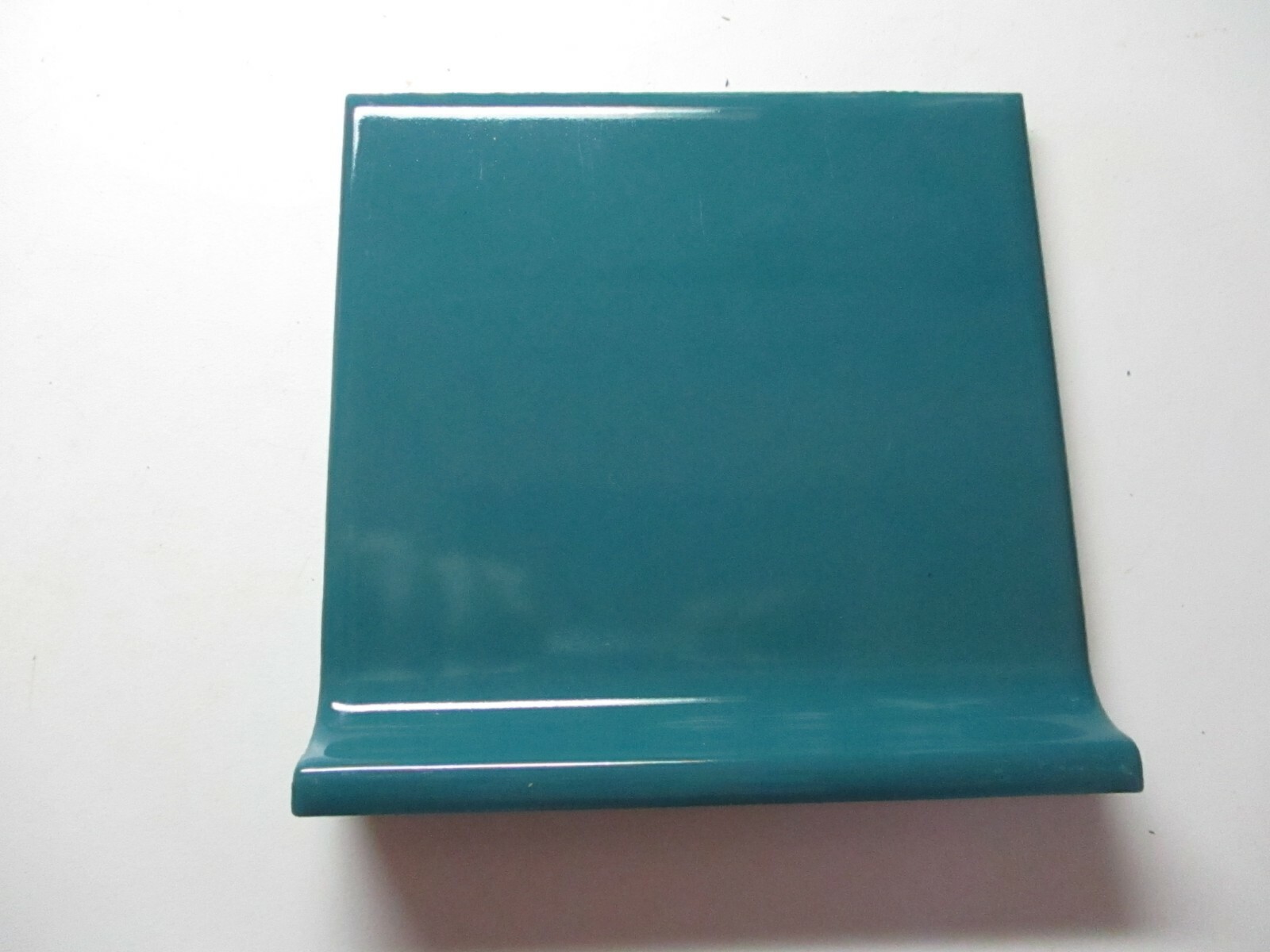 1 Cove Base Tile Wheeling USA 4-3/8″ Sq. Ceramic Wall Dark Teal Green Gloss Vtg