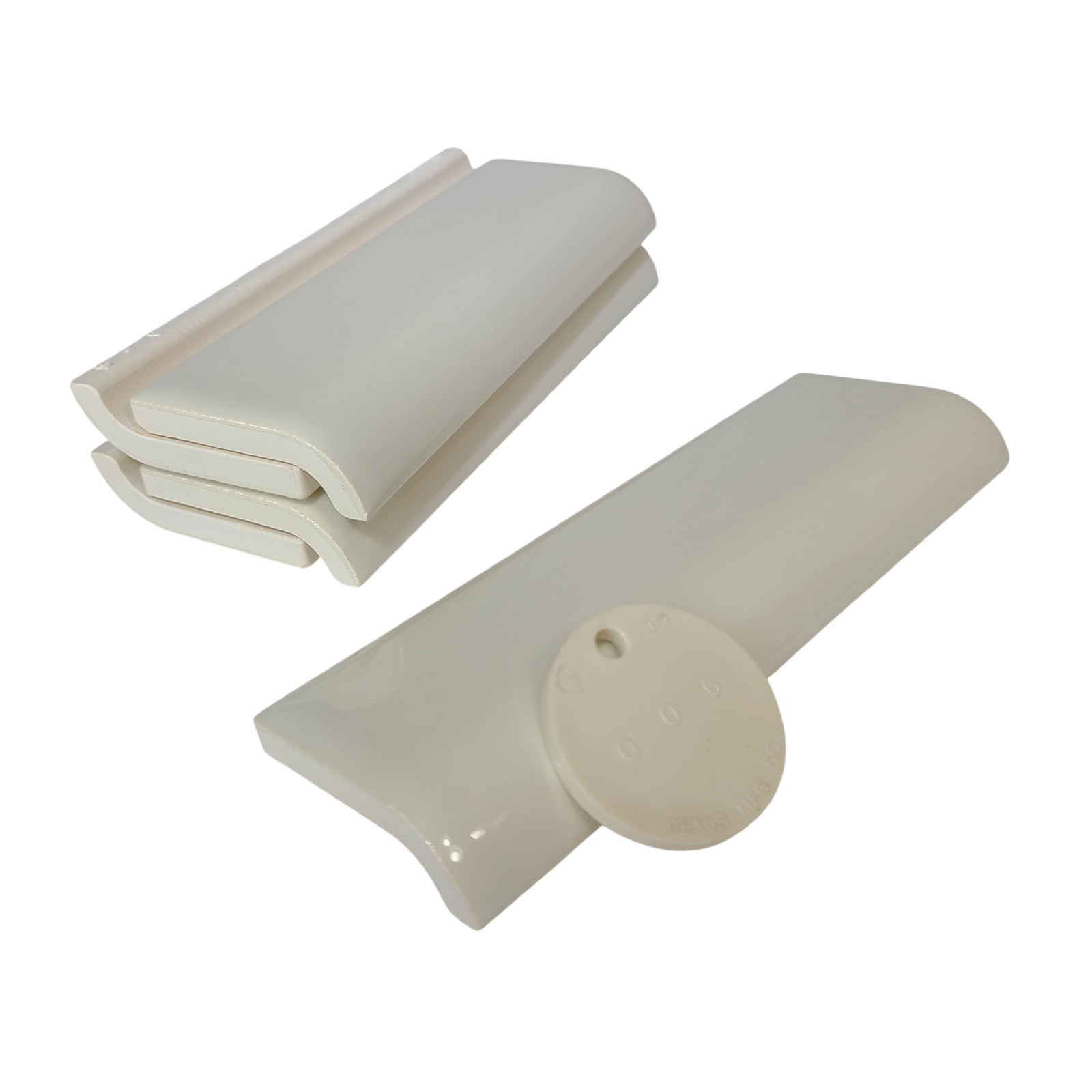 Beige Bone Almond Ceramic Tile Mud Cap 6 x 2 inch Subway Trim Classic Color 006