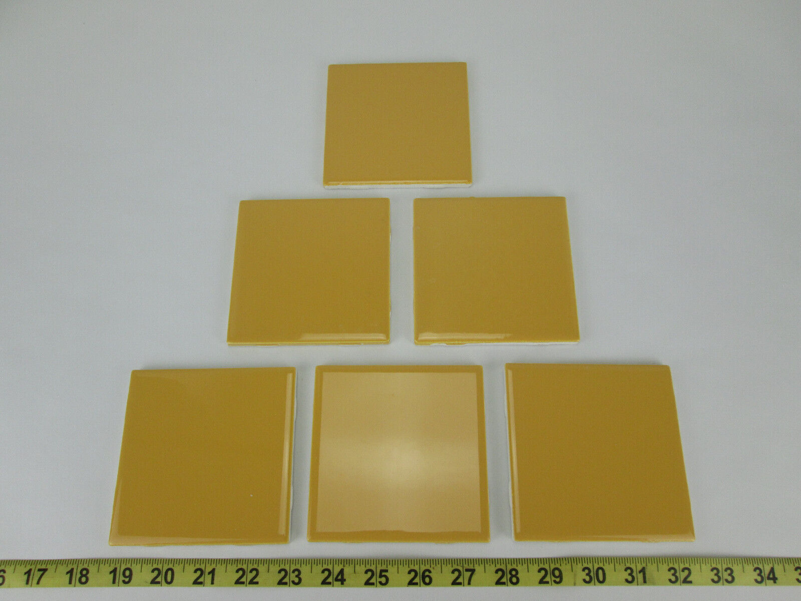 Lot of 6 New Old Stock Daltile Ceramic Tile Mustard Yellow QTC1 4-1/4″ x 4-1/4″