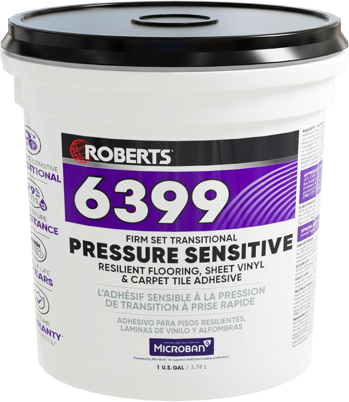 Pressure Sensitive Adhesive for Vinyl Tile Carpet Tile and Flooring 1 Gallon
