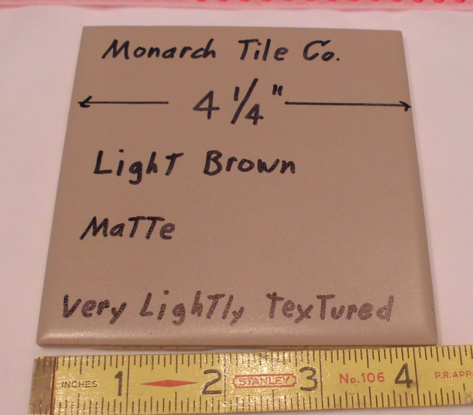 1 pc. Matte Ceramic Tile *Light Brown* 4-1/4″ by Monarch Tile Co. U.S.A. NEW