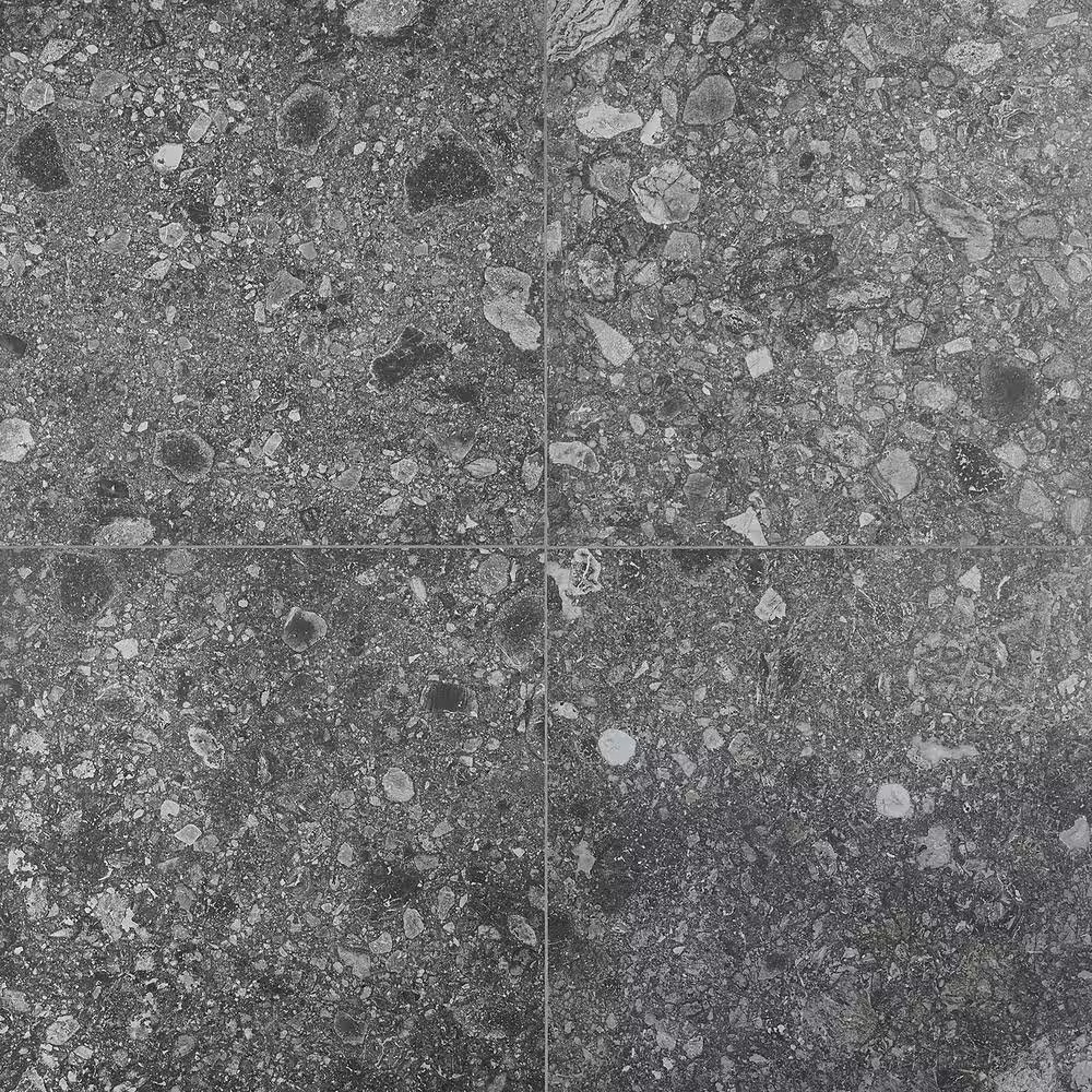 Luxe Terrazzo Charcoal 23.54 In. X 23.54 In. Matte Terrazzo Look Porcelain Floor