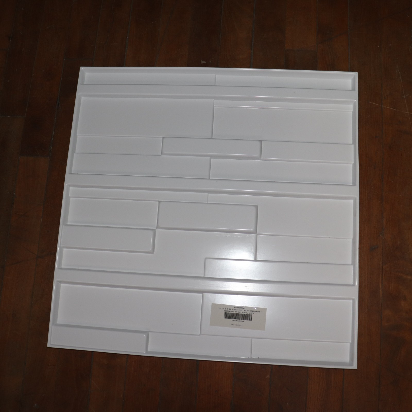 Offset Brick EnduraWall Decorative 3D Wall Panel PVC White 19-5/8 W x 19-5/8 H